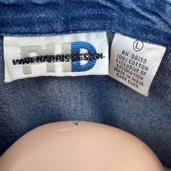 Vintage Paul Harris Design Embroidered Button Denim Shirt Size Large- Runs Small - Picture 3 of 7